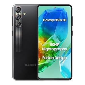 Samsung Galaxy M55s 5G (Thunder Black,8GB RAM,128GB Storage) | 50MP Triple Cam| 5000mAh Battery| Snapdragon 7 Gen 1 | 4 Gen. OS Upgrade & 5 Year Security Update| Super AMOLED+ Display| Without Charger