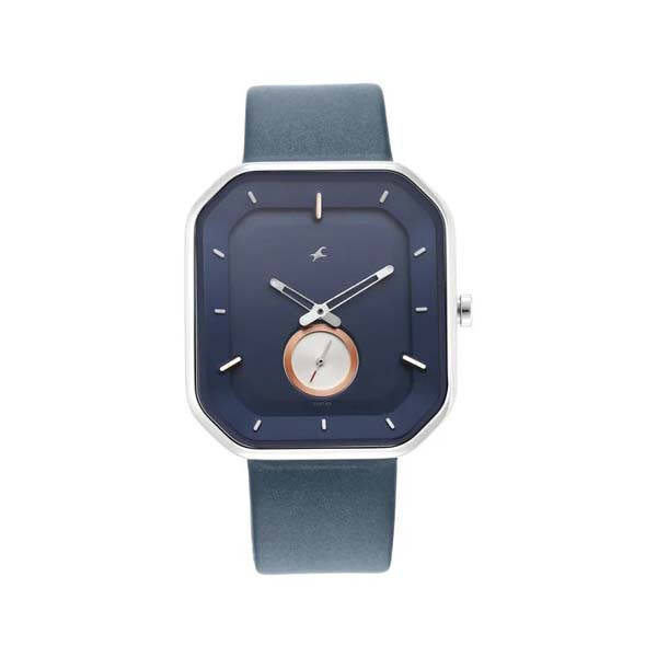 Fastrack After Dark Blue Dial Leather Strap Watch for Guys (NS3272SL01)