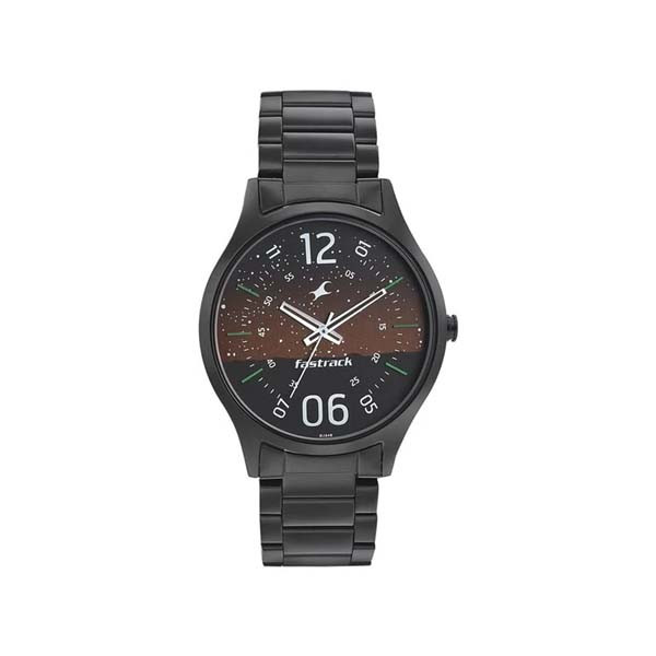 Fastrack Space Rover Quartz Analog Brown Dial Stainless Steel Strap Watch for Guys (NS3184NM01)