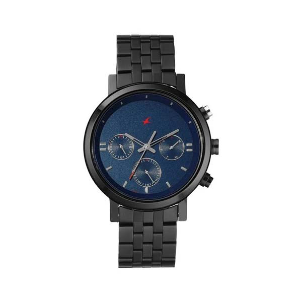 Fastrack Tick Tock Quartz Analog Blue dial Metal Strap Watch for Guys (NT3287KM03)