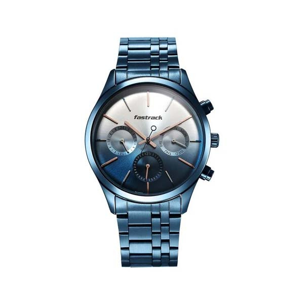 Fastrack Opulence Quartz Multifunction Multicoloured Dial Stainless Steel Strap Watch for Guys (NS3288QM01)