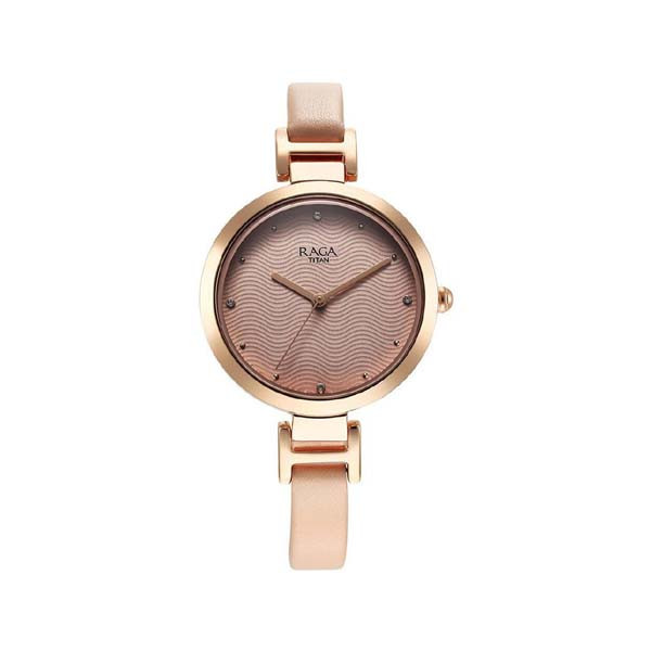 Titan Raga Memoirs Quartz Analog Pink Dial With Pink Color Leather Strap Watch For Women (NT2752WL01)