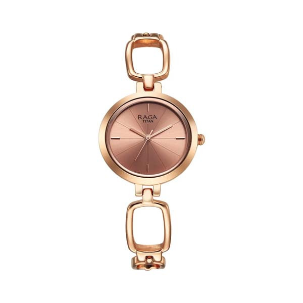 Titan Raga Quartz Analog Rose Gold Round Dial Rose Gold Metal Strap Watch For Women (NT2725WM01)