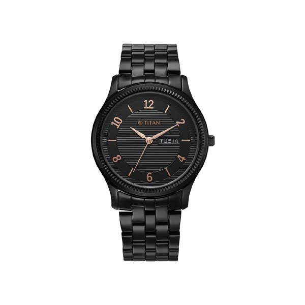 Titan Karishma Black Dial Watch for Men (NT1824NM01)