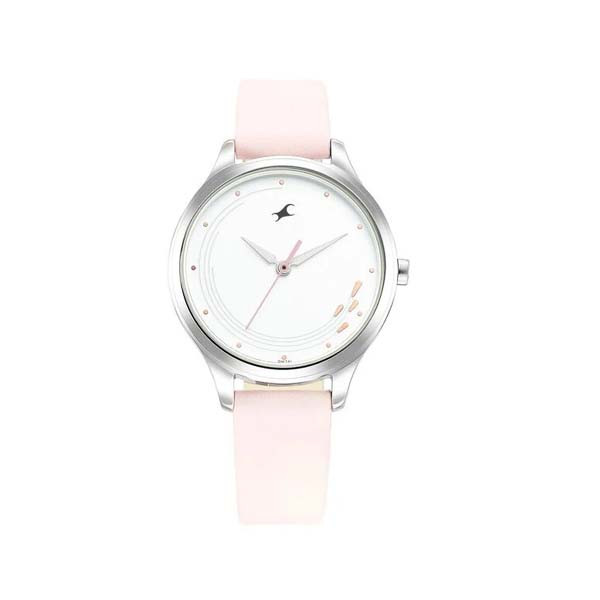 Fastrack Stunners Quartz Analog White Dial Leather Strap Watch for Girls (NT6248SL01)