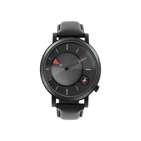 Fastrack MetaWe Quartz Analog Black Dial Leather Strap Watch For Guys (3287NL02)