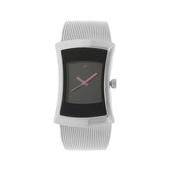 Fastrack Quartz Analog Black Dial Metal Strap Watch for Girls (NR6093SM01)