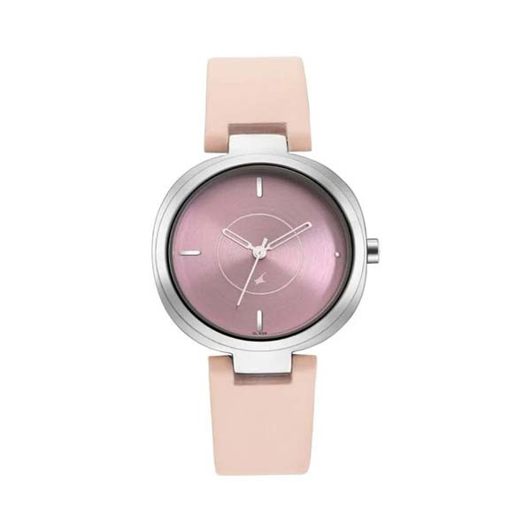 Fastrack Stunners Quartz Analog Pink Dial Leather Strap Watch for Girls (NS6247SL01)