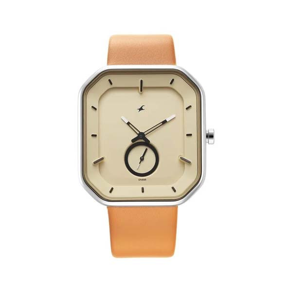 Fastrack After Dark Beige Dial Leather Strap Watch for Guys (NS3272SL02)