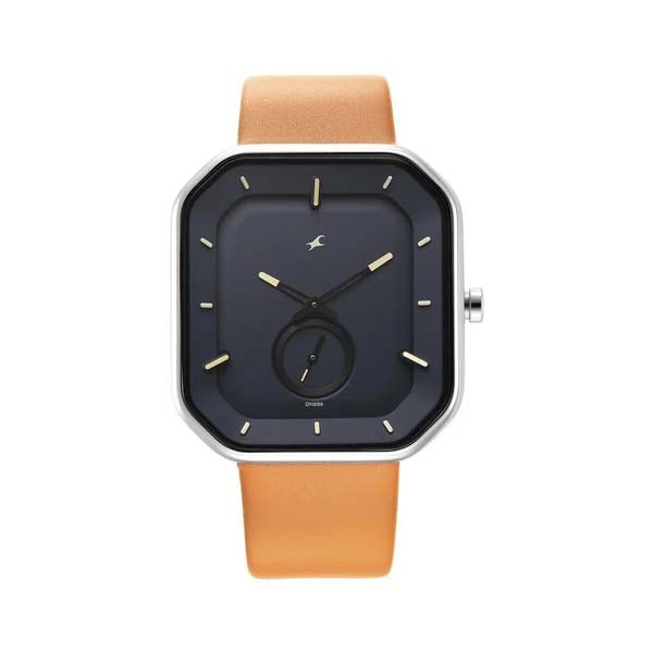 Fastrack After Dark Blue Dial Leather Strap Watch for Guys (NS3272SL03)