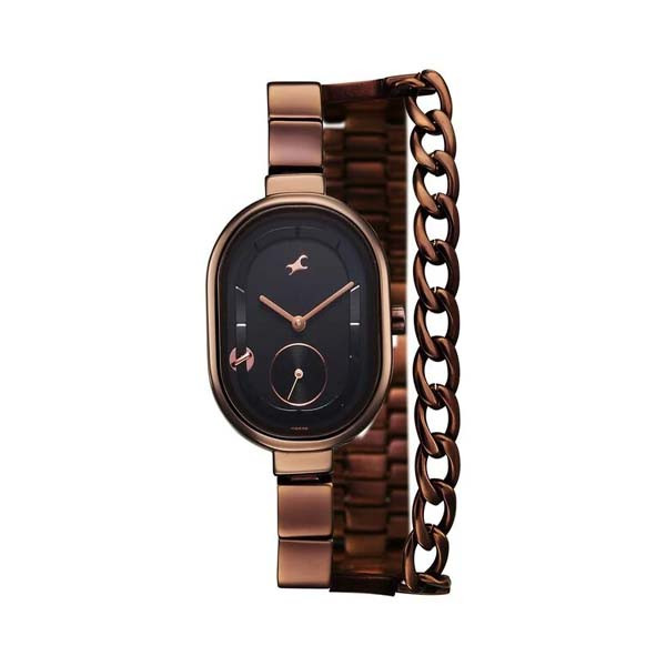 Fastrack Maximinimal Quartz Analog Black Dial Stainless Steel Strap Watch for Girls (6297QM01)