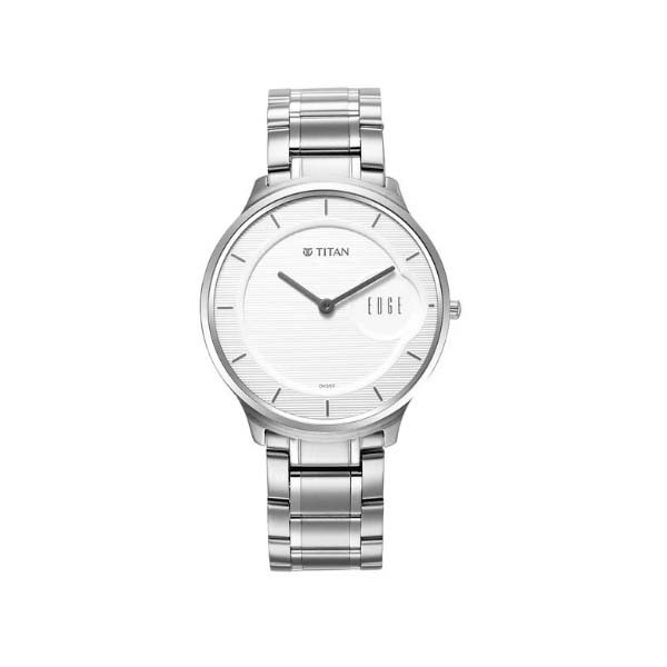 Titan Edge Metal Silver Dial Stainless Steel Strap Watch for Men (NT1843SM02)