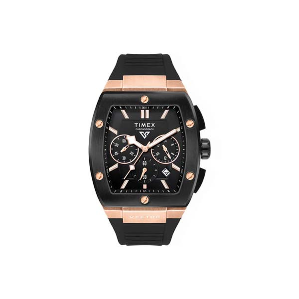 TIMEX Vector Men Black Rectangle Chronograph Dial Analog Watch (TWEG26201)