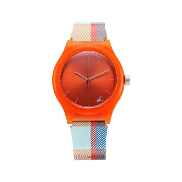 Fastrack Tees Urbanique Quartz Analog Orange Dial Silicon Strap Watch For Girls (38037PP18W )
