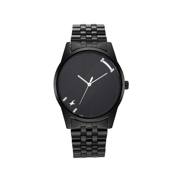 Fastrack Stunners Quartz Analog Black Dial Metal Strap Watch for Guys (NT3277NM01)