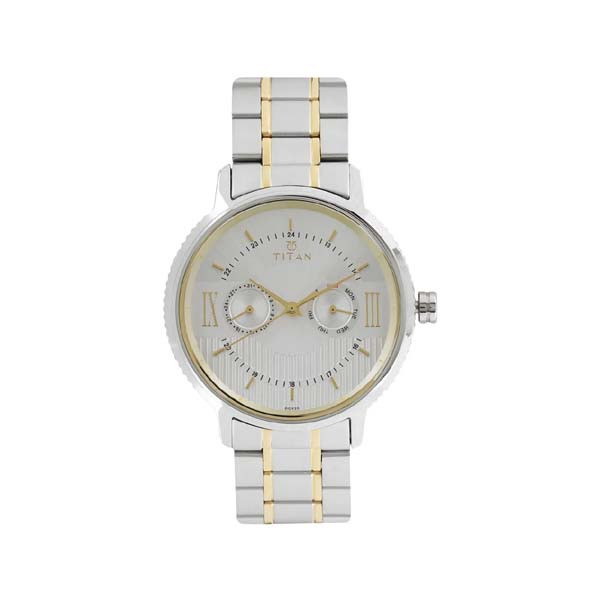 Titan Regalia Baron Silver Dial Analog with Day and Date Stainless Steel Strap watch for Men (NT1743BM01)