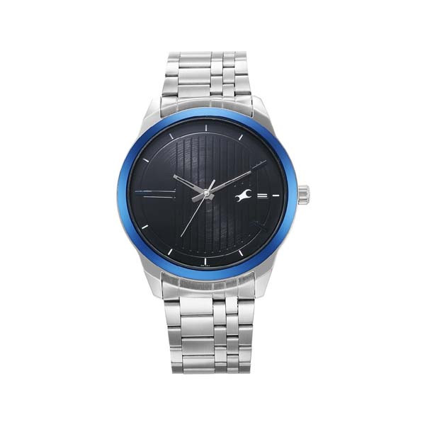Fastrack Stunners Quartz Analog Black Dial Silver Stainless Steel Strap Watch For Guys (NT3308KM02)