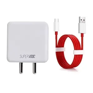 POPIO Fast Charging Adaptor and USB to Type C Cable Combo (White) Compatible with Samsung, OnePlus, Realme, Xiaomi, HTC and Oppo Mobiles, Dash, Warp, Vooc, Supervooc All Protocols Supported