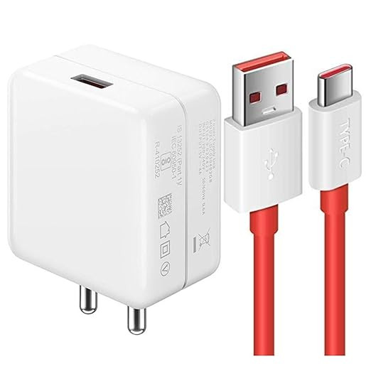 Ultra Fast Type-C Charger for Xiaomi Poco M2 Pro Original Wall Mobile Charger Qualcomm QC 3.0 Quick Rapid VOOC AFC Charger with 1m Type C Dash Red USB Data Cable (White, Dash, SJ.A)