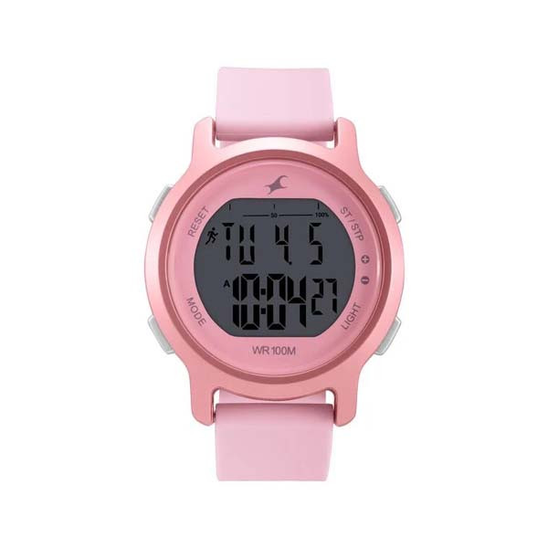 Fastrack Street Line Digital Dial Pink Silicone Strap Watch for Girls (NR68027PP02)
