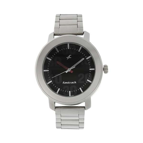 Fastrack Quartz Analog Black Dial Stainless Steel Strap Watch for Guys (NT3121SM02)
