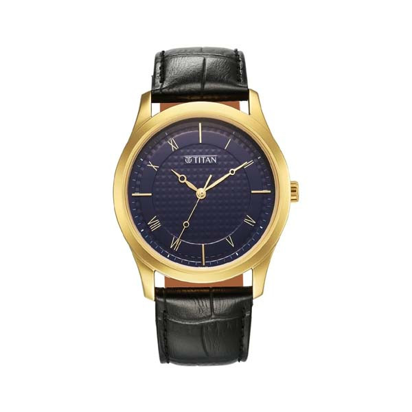 Titan Karishma Blue Dial Analog Leather Strap watch for Men (NT1823YL02)