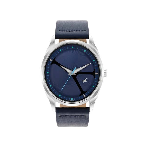 Fastrack MetaWe Quartz Analog Blue Dial Leather Strap Watch For Guys (NT3273SL03)