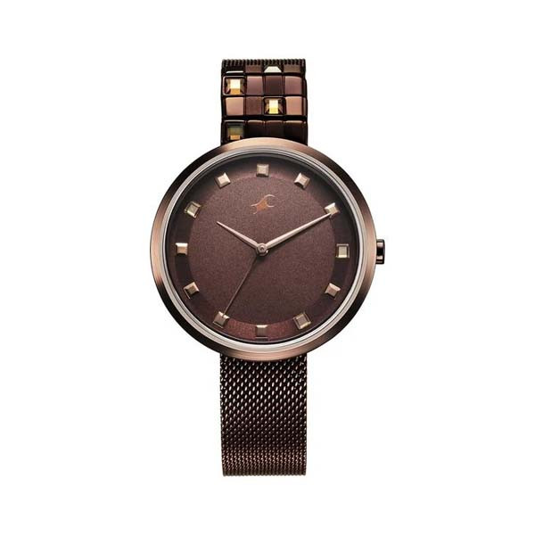 Fastrack Fleek Quartz Analog Brown Dial Stainless Steel Strap Watch for Girls (6300QM01)