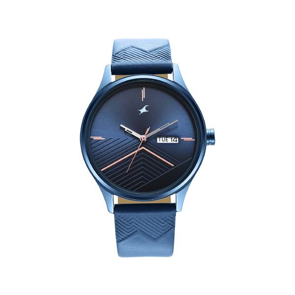 Fastrack Style Up Quartz Analog with Day and Date Blue Dial Stainless Steel Strap Watch for Guys (NS3247QL01)