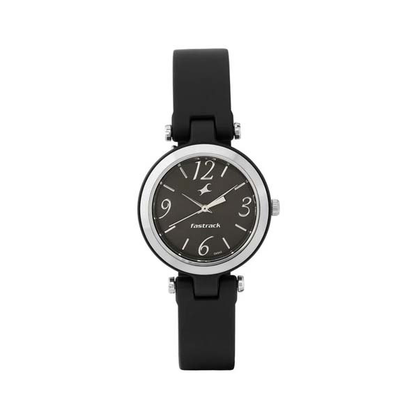 Fastrack Trendies Quartz Analog Black Dial Silicone Strap Watch for Girls (NT68015PP01)